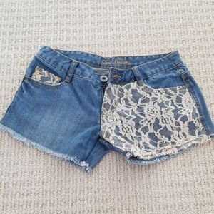 NWOT Denim Lace Shorts